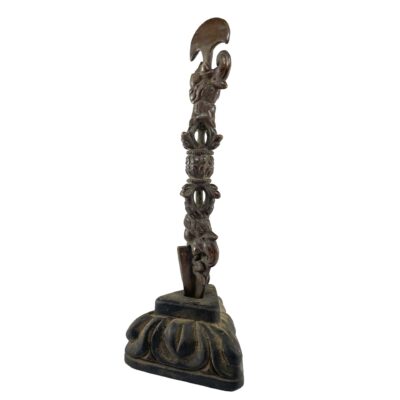 Phurba with Chocolate Oxidized Finish on Wooden Base