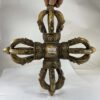 Five-Point Double Dorje (Vishwa Vajra) – Copper Gold Plated with Antique Finish - Image 3