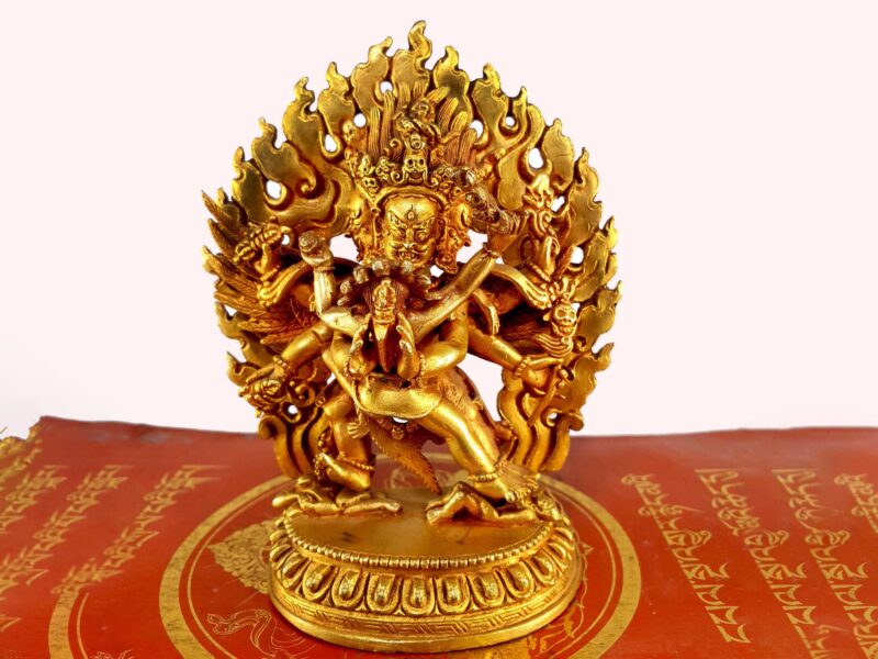 Buddhist Statue of Vajrakilaya - Dorje Phurba, Full Gold Plated