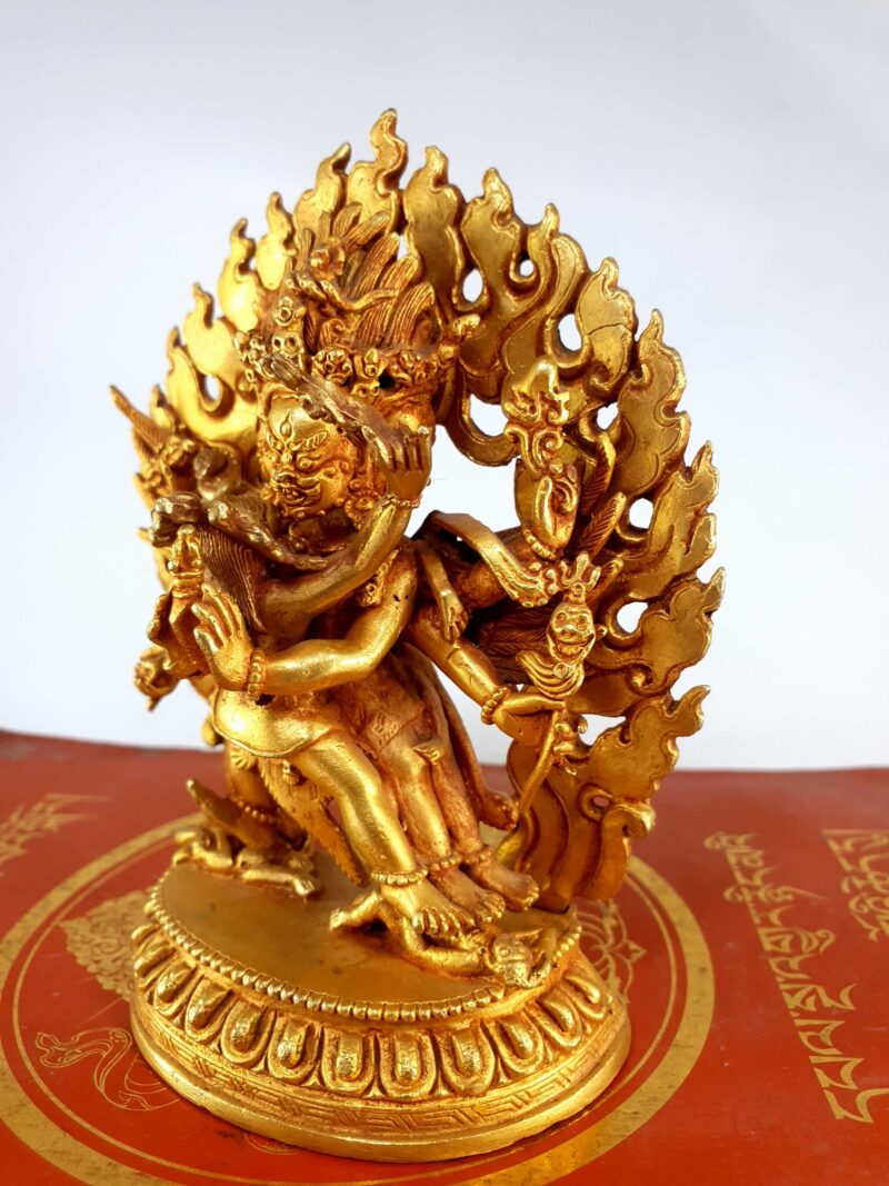 Buddhist Statue of Vajrakilaya - Dorje Phurba, Full Gold Plated - Image 4