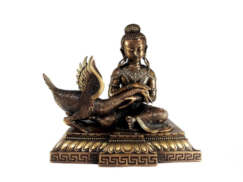 Siddhartha Gautama Buddha with Swan – Antique Finish, HQ Brass Statue