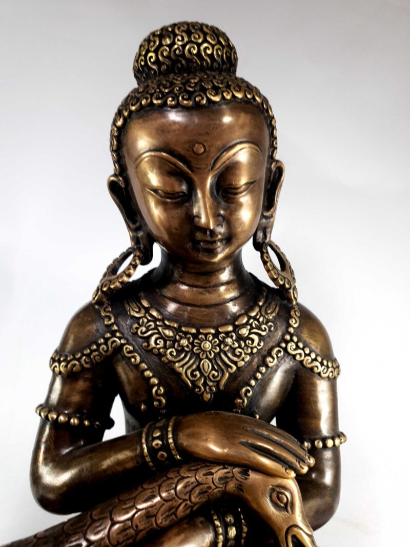 Siddhartha Gautama Buddha with Swan – Antique Finish, HQ Brass Statue - Image 3