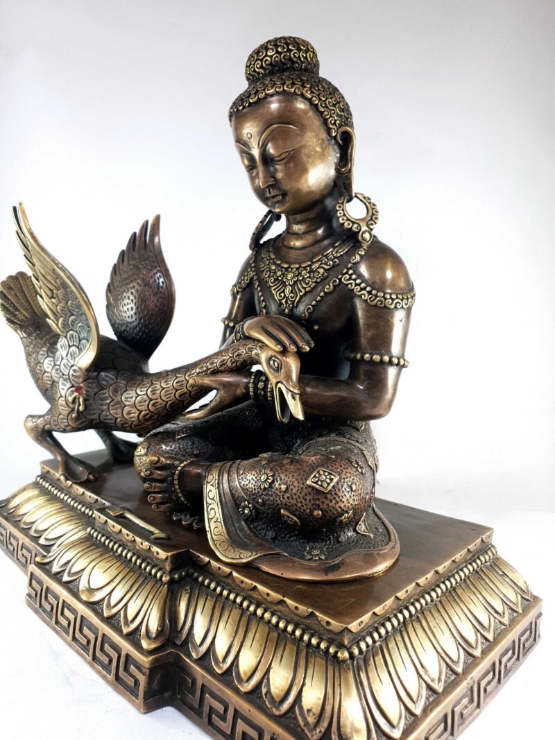 Siddhartha Gautama Buddha with Swan – Antique Finish, HQ Brass Statue - Image 4