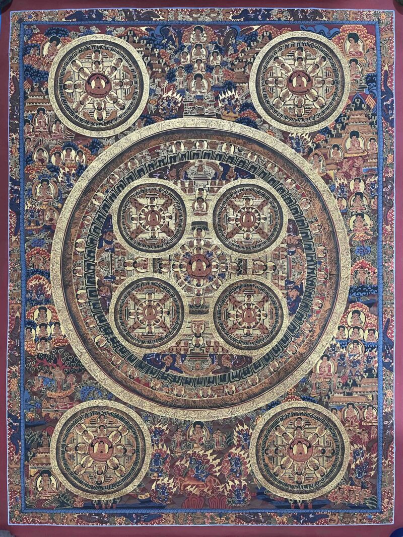 Buddhist Hand-Painted Ten Mandala Thangka