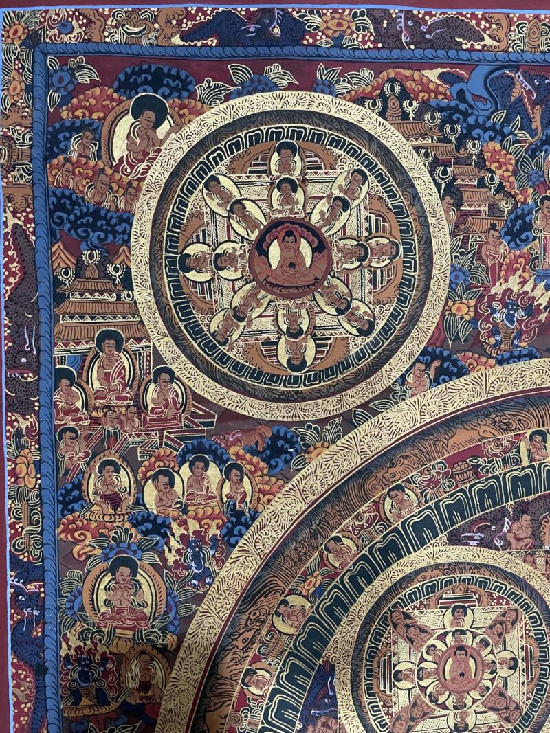 Buddhist Hand-Painted Ten Mandala Thangka - Image 3