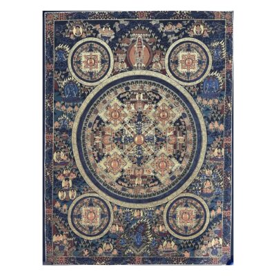 Buddhist Hand-Painted Pancha Buddha Mandala Thangka
