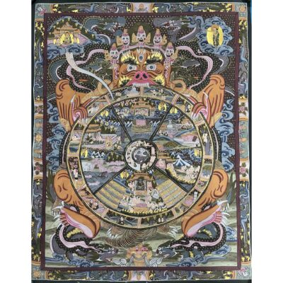 Buddhist Handmade Wheel of Life Thangka
