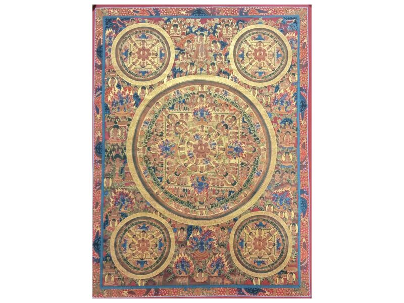 Buddhist Handmade Pancha Buddha Mandala Thangka