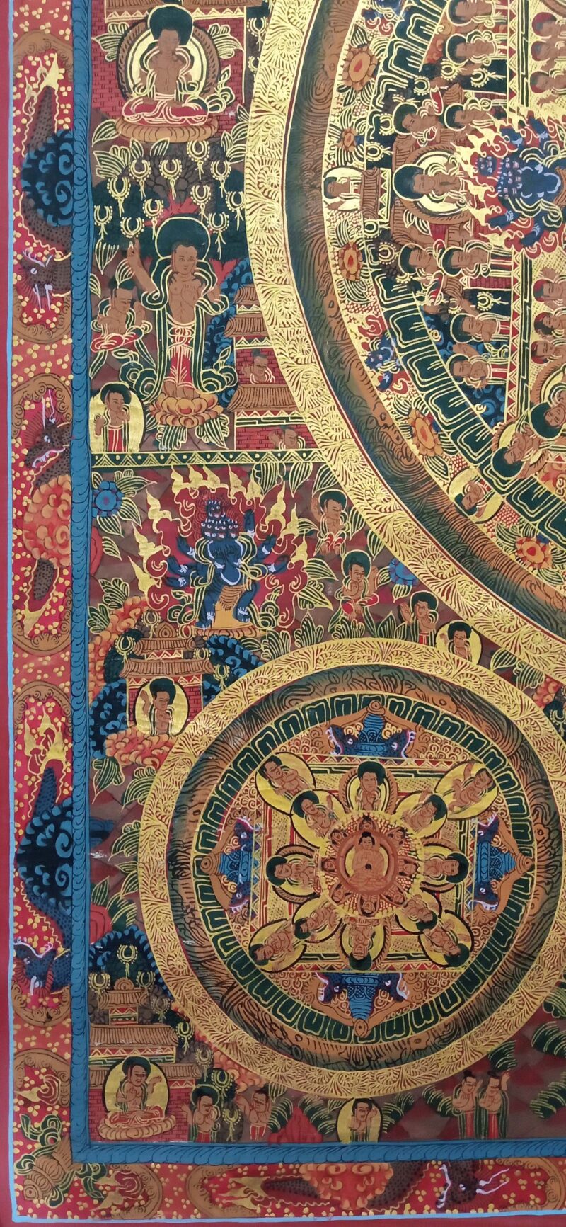 Buddhist Handmade Pancha Buddha Mandala Thangka - Image 2