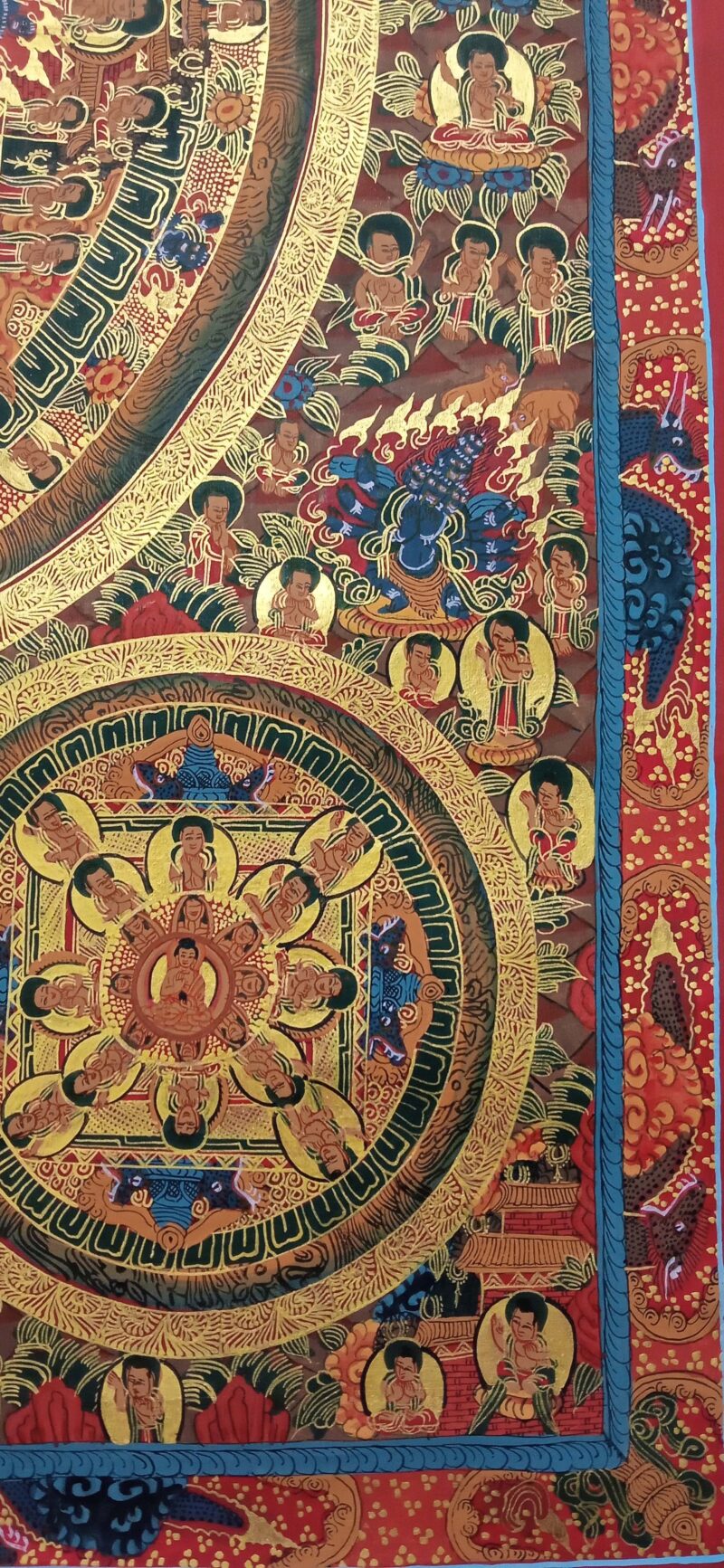 Buddhist Handmade Pancha Buddha Mandala Thangka - Image 4