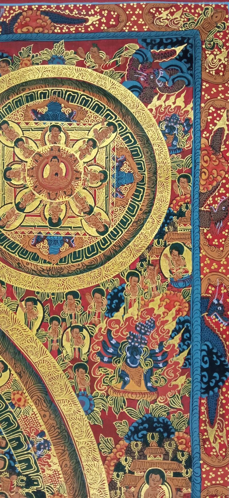 Buddhist Handmade Pancha Buddha Mandala Thangka - Image 3