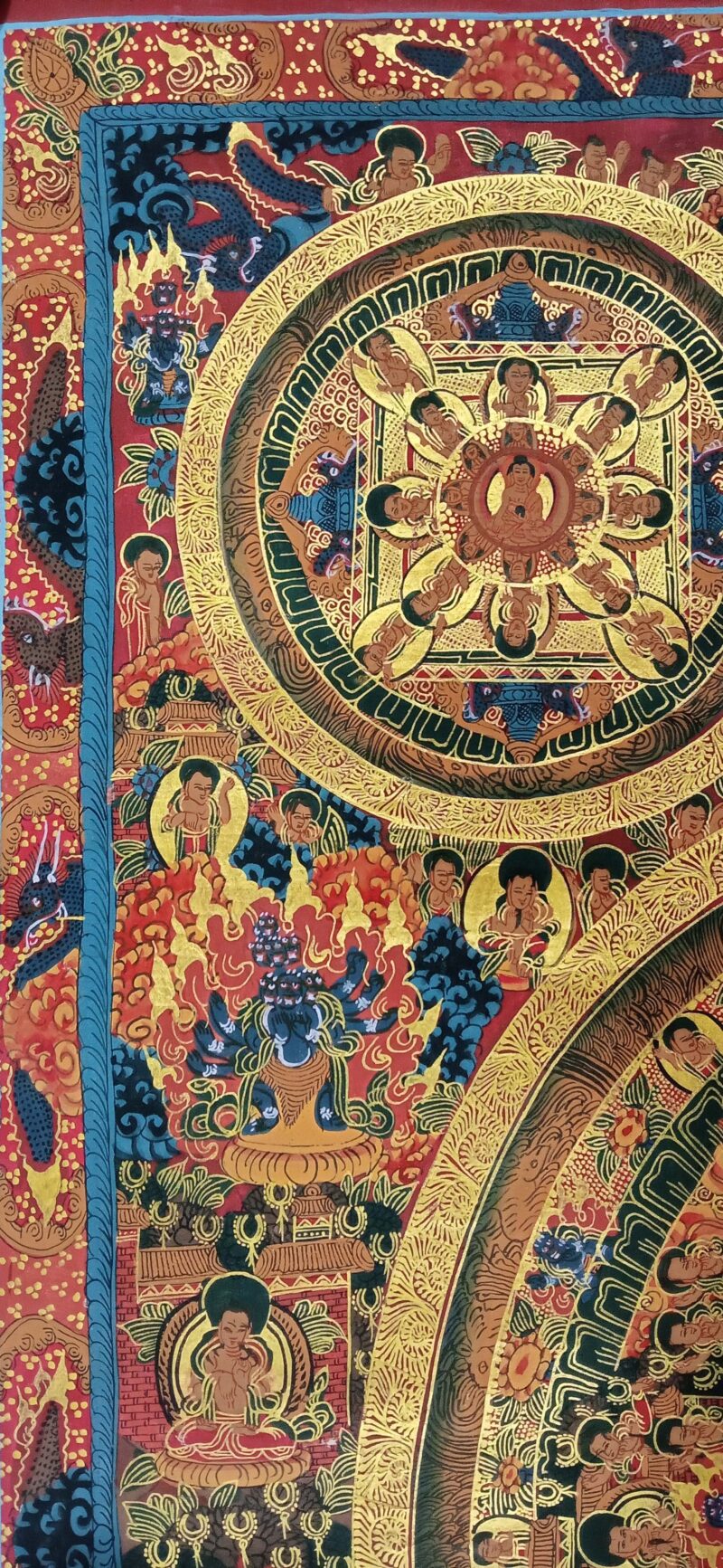 Buddhist Handmade Pancha Buddha Mandala Thangka - Image 5