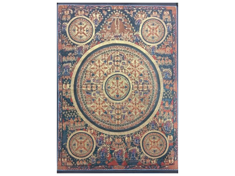 Buddhist Handmade Pancha Buddha Mandala Thangka