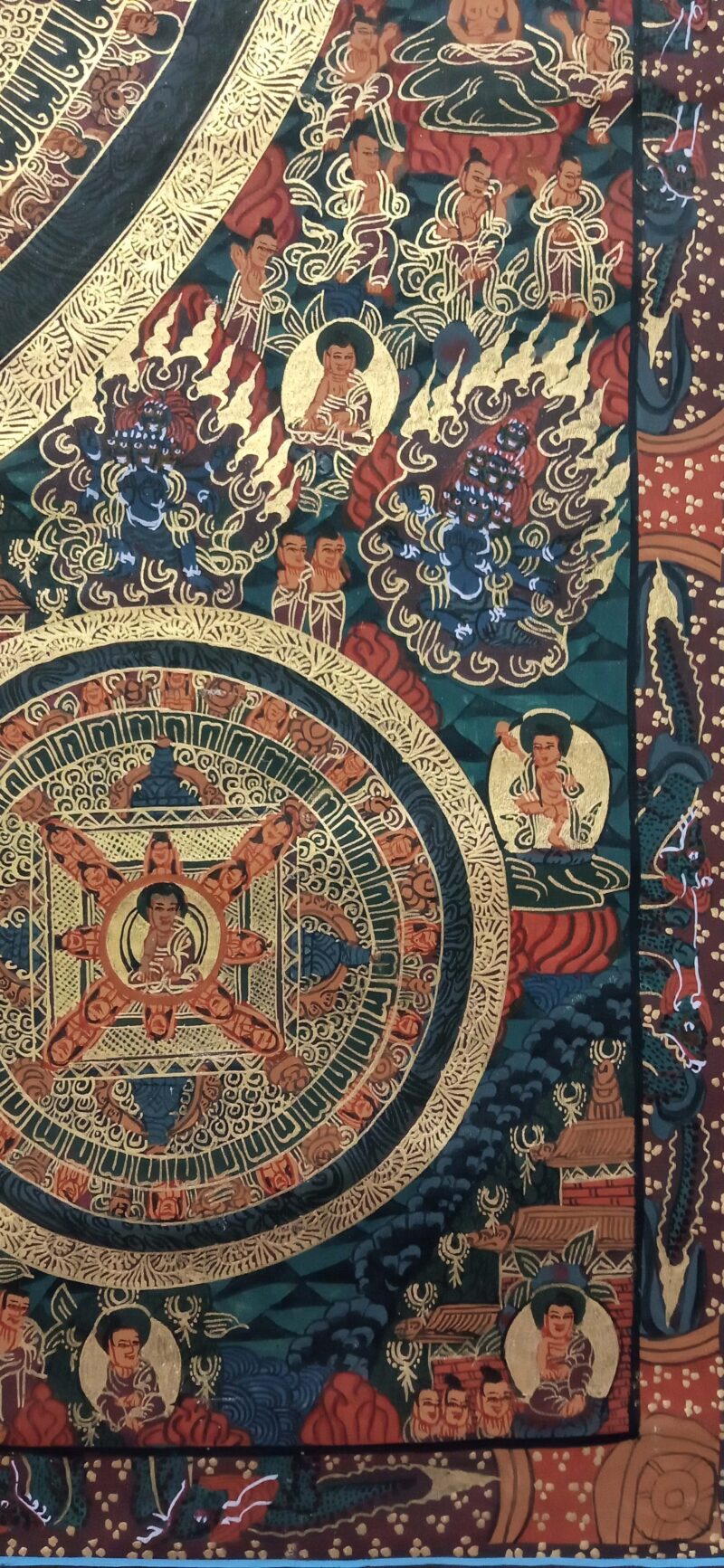 Buddhist Handmade Pancha Buddha Mandala Thangka - Image 5