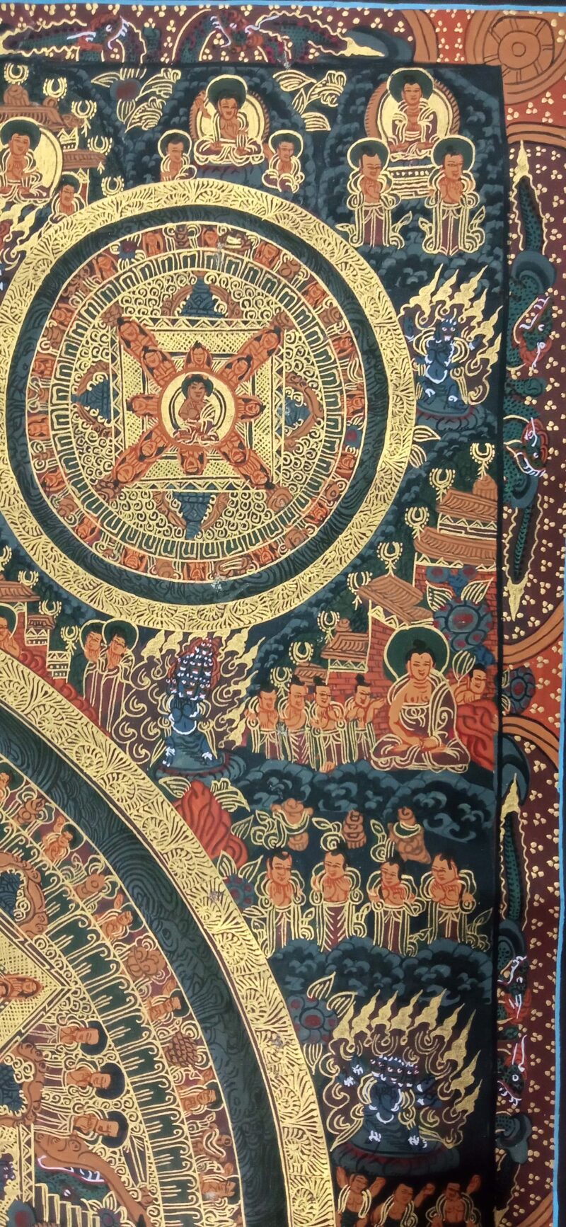 Buddhist Handmade Pancha Buddha Mandala Thangka - Image 6