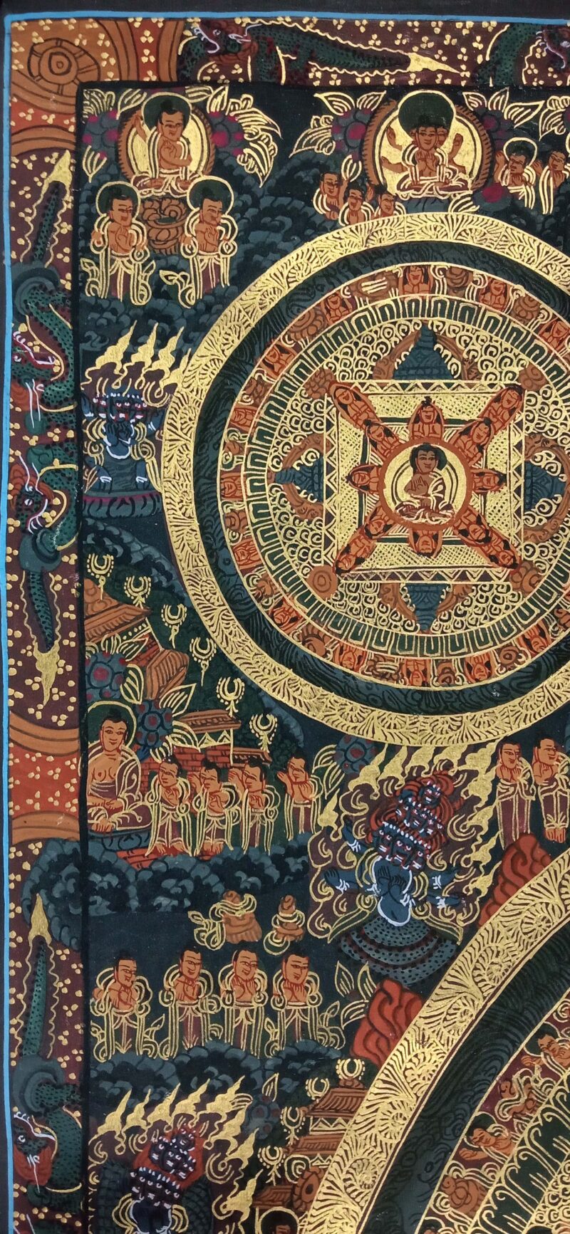Buddhist Handmade Pancha Buddha Mandala Thangka - Image 2