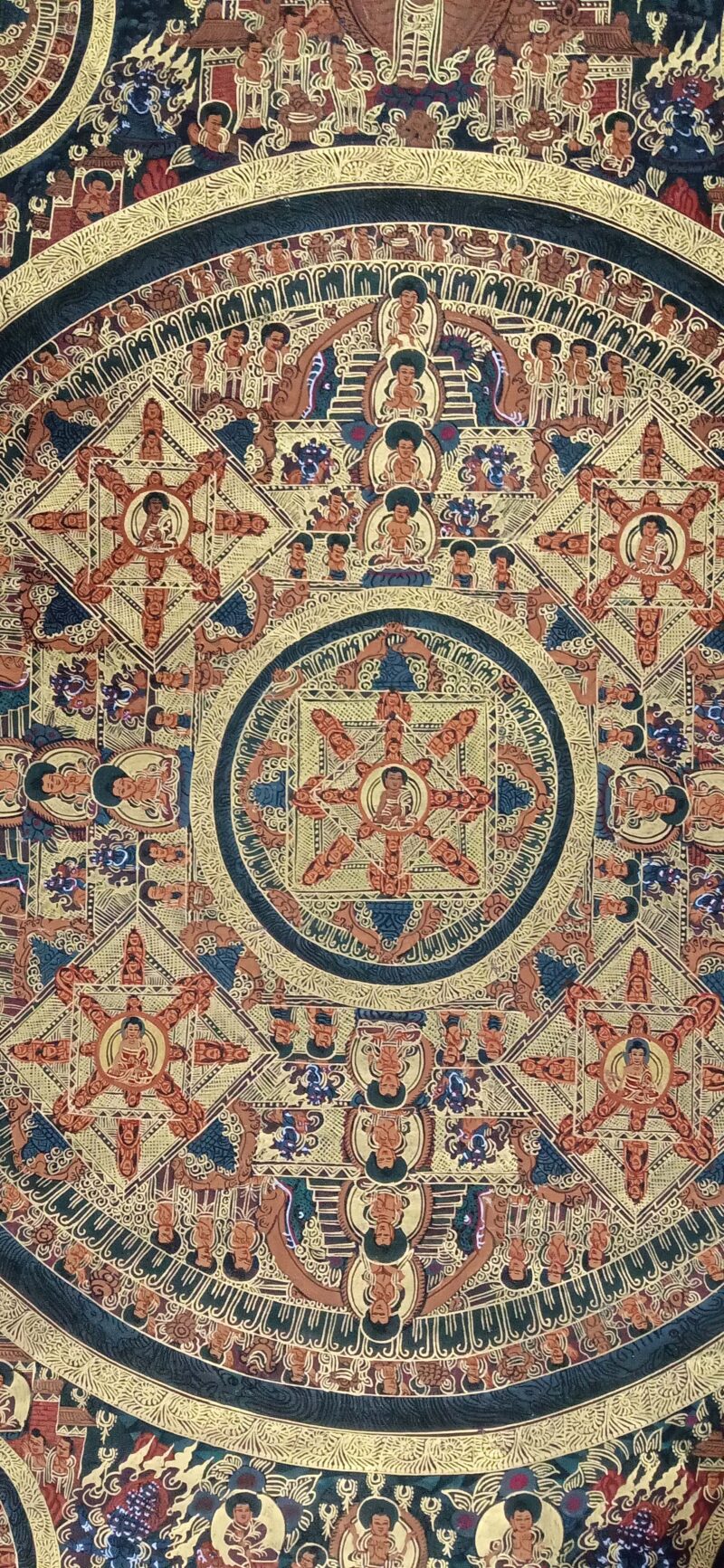 Buddhist Handmade Pancha Buddha Mandala Thangka - Image 3