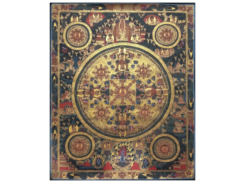 Buddhist Handmade Pancha Buddha Mandala Thangka