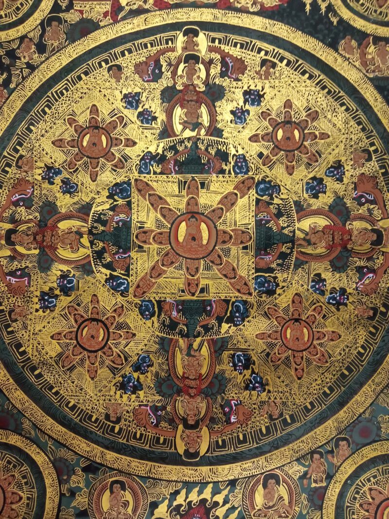 Buddhist Handmade Pancha Buddha Mandala Thangka - Image 4