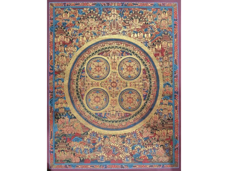 Five Mandala Thangka – Pancha Buddha Mandala Thangka