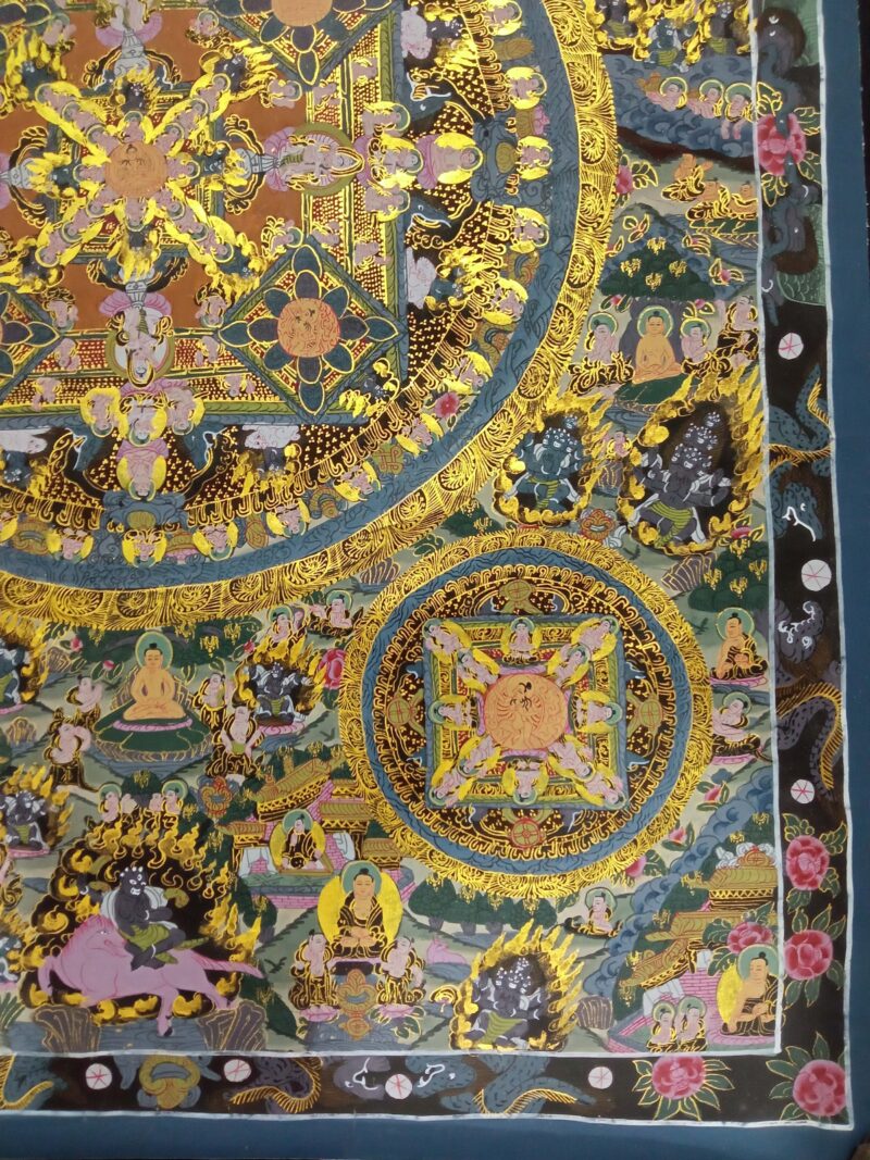 Pancha Buddha Mandala Thangka – Buddhist Handmade Thangka - Image 6