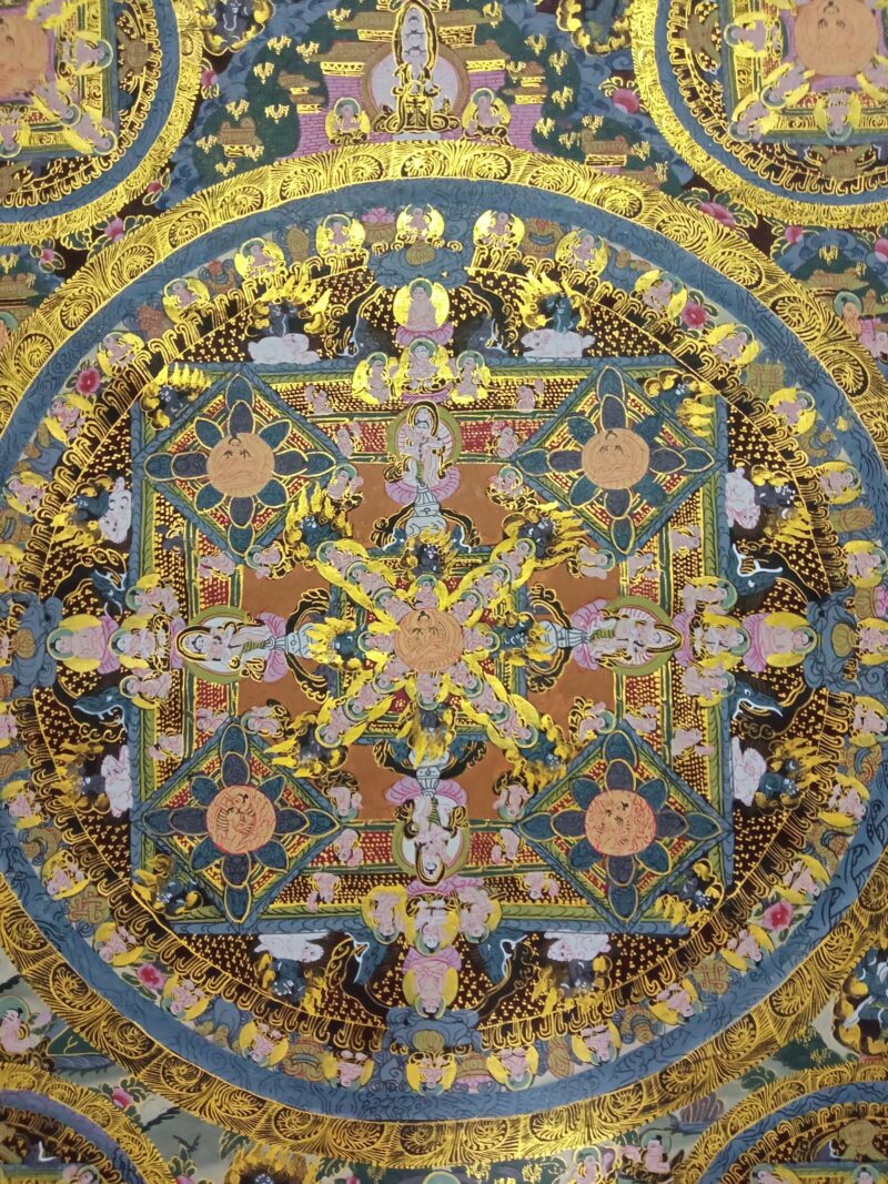 Pancha Buddha Mandala Thangka – Buddhist Handmade Thangka - Image 4