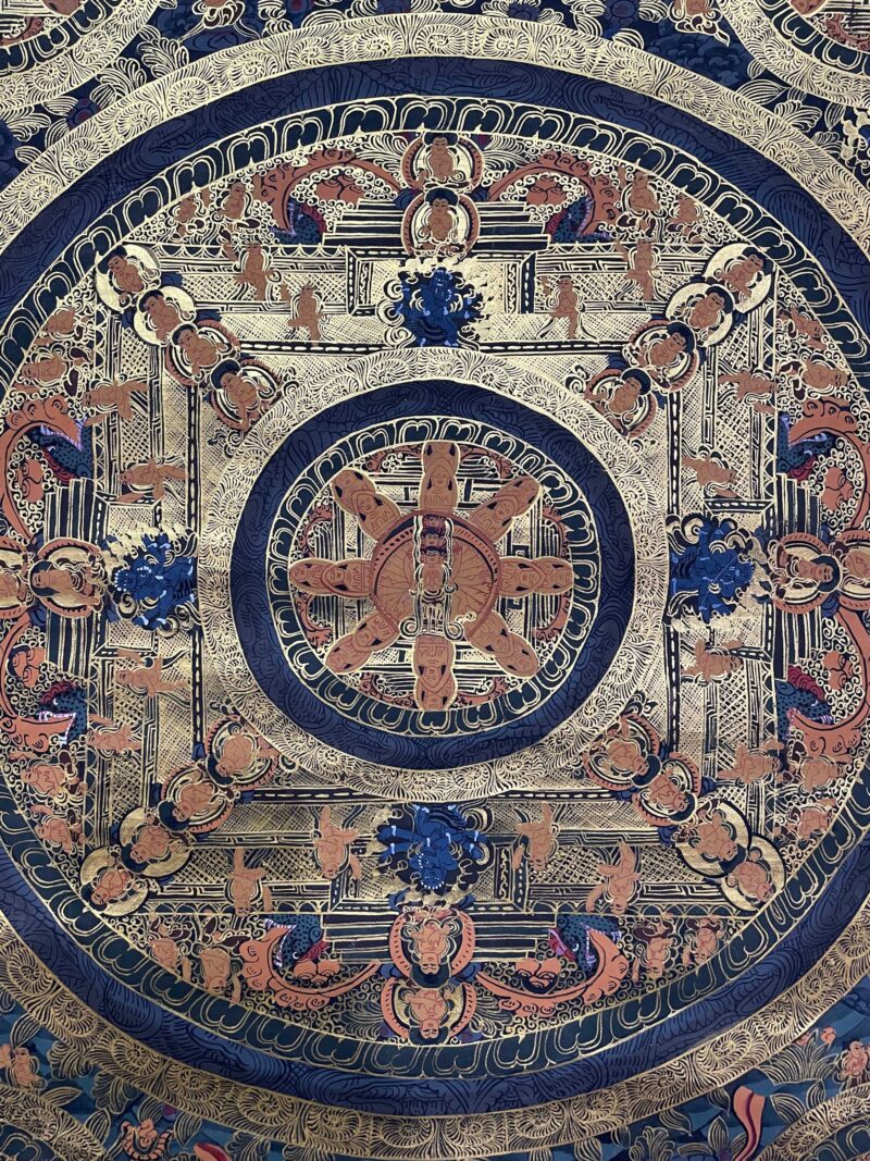 Tibetan Buddhist Thangka Painting – Pancha Buddha Mandala, Hand-Painted - Image 4