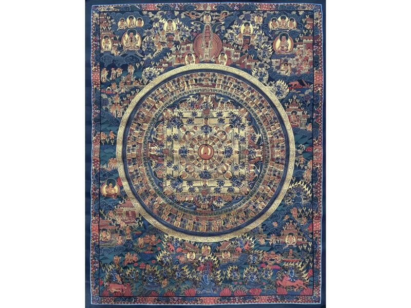 Tibetan Buddhist Thangka Painting – Buddha Mandala, Hand-Painted
