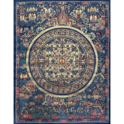 Tibetan Buddhist Thangka Painting – Buddha Mandala, Hand-Painted