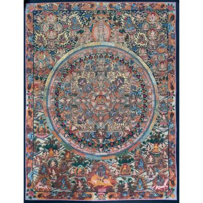 Tibetan Buddhist Thangka Painting – Buddha Mandala, Hand-Painted