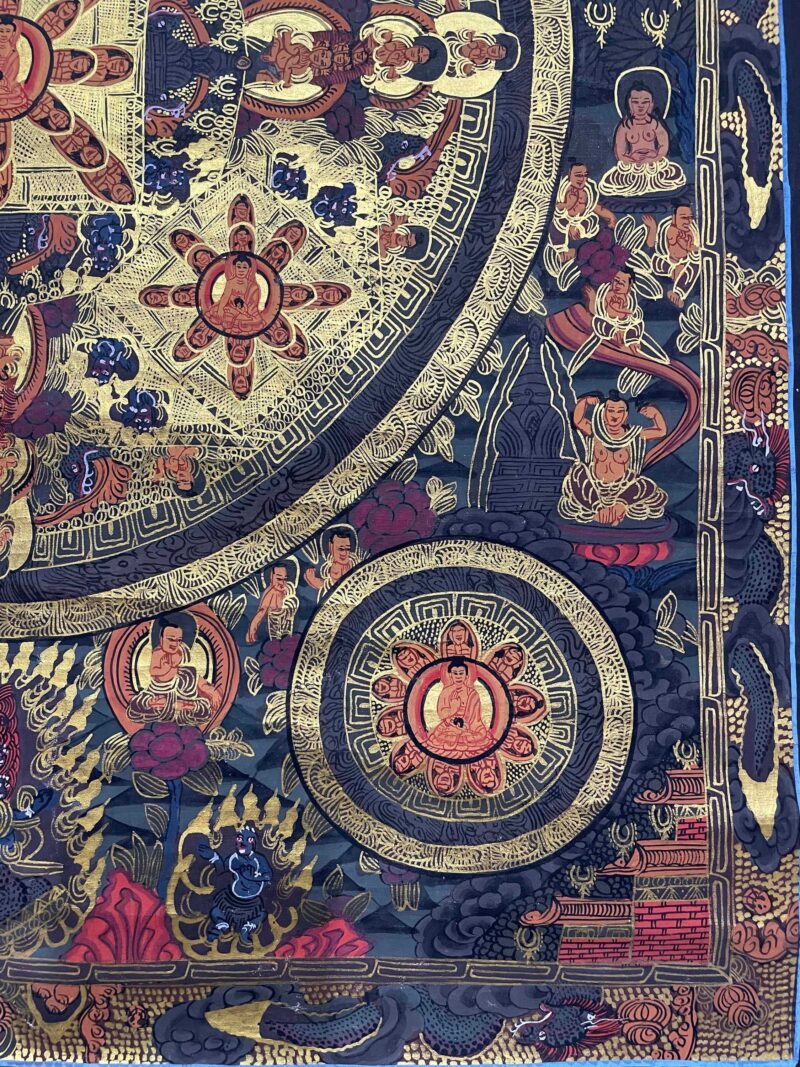 Tibetan Buddhist Thangka Painting – Pancha Buddha Mandala, Hand-Painted - Image 5