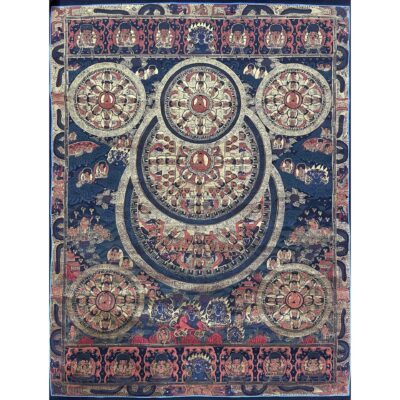 Tibetan Buddhist Thangka Painting – Seven Mandala, Hand-Painted