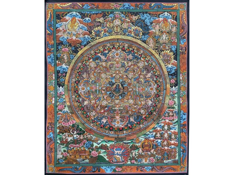 Tibetan Buddhist Thangka Painting – Hand-Painted Buddha Mandala