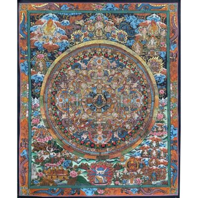 Tibetan Buddhist Thangka Painting – Hand-Painted Buddha Mandala