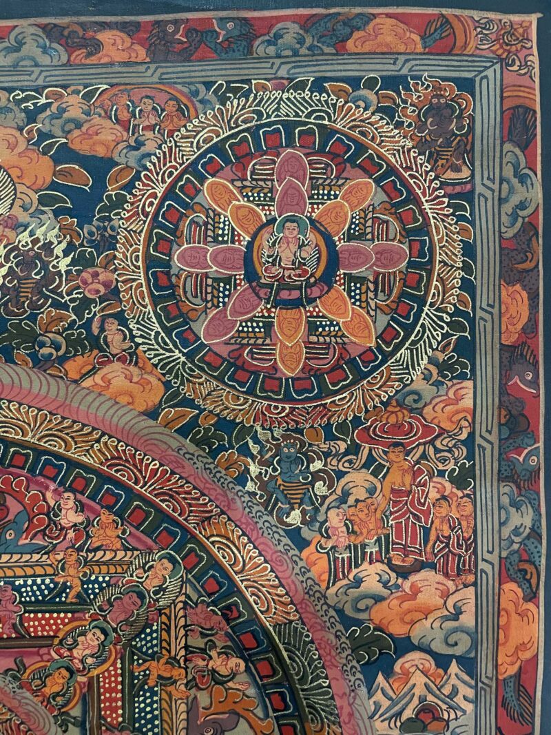 Tibetan Buddhist Thangka Painting – Hand-Painted Pancha Buddha Mandala - Image 3