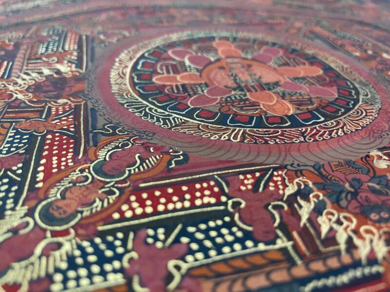Tibetan Buddhist Thangka Painting – Hand-Painted Pancha Buddha Mandala - Image 7