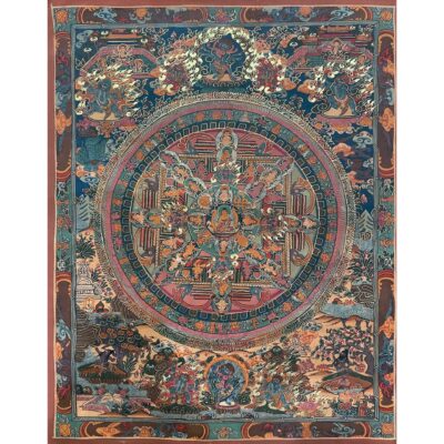 Tibetan Buddhist Thangka Painting – Hand-Painted Buddha Mandala