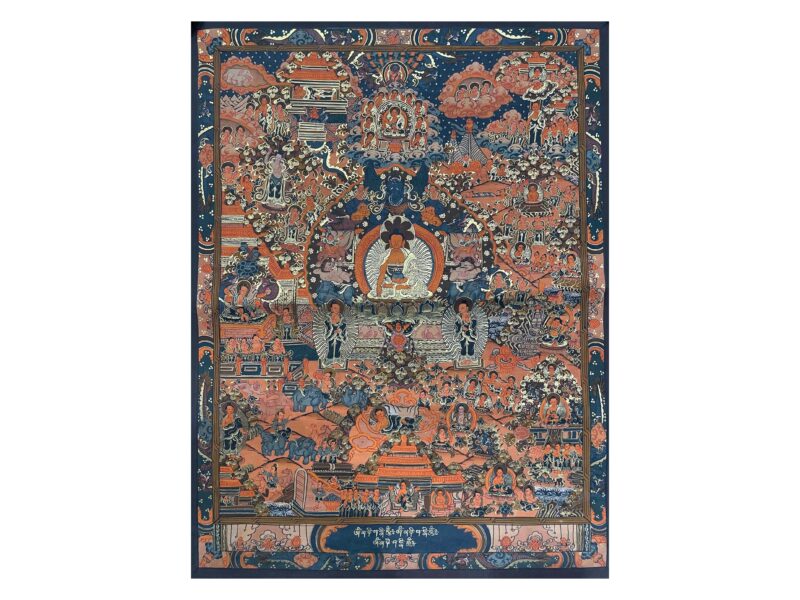 Tibetan Buddhist Thangka Painting – Hand-Painted Buddha Life Story