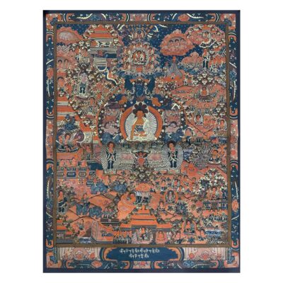 Tibetan Buddhist Thangka Painting – Hand-Painted Buddha Life Story