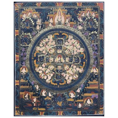 Tibetan Buddhist Thangka Painting – Hand-Painted Buddha Mandala
