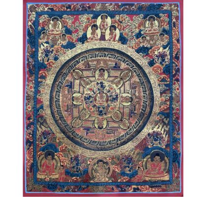 Tibetan Buddhist Thangka Painting – Hand-Painted Buddha Mandala