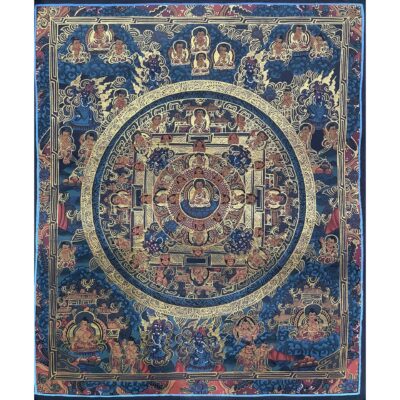 Tibetan Buddhist Thangka Painting – Hand-Painted Buddha Mandala