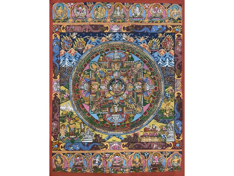 Tibetan Buddhist Thangka Painting – Hand-Painted Buddha Mandala