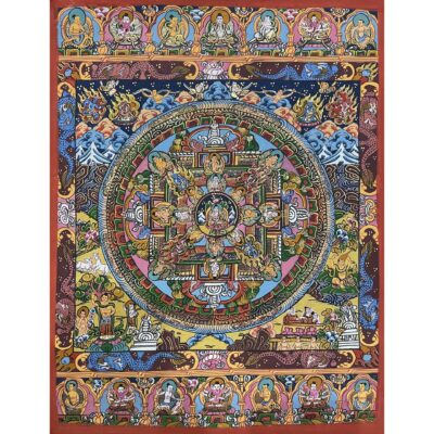 Tibetan Buddhist Thangka Painting – Hand-Painted Buddha Mandala