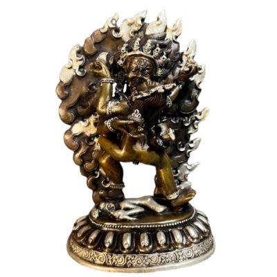 Buddhist Miniature Statue – Black Jambhala with Consort (Yab-Yum)