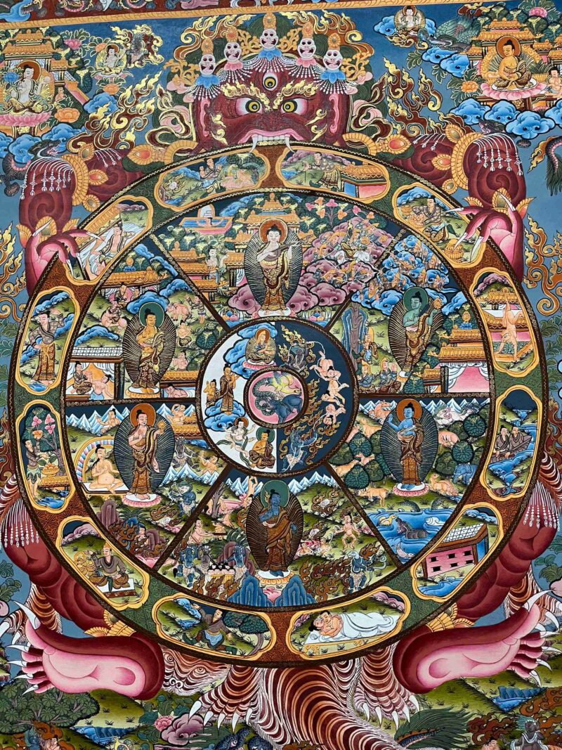 Buddhist Handmade Thangka – The Wheel of Life - Image 4