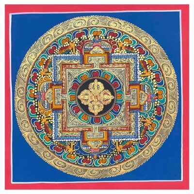 Buddhist Handmade Thangka – Double Dorje Mandala (Student Mandala)