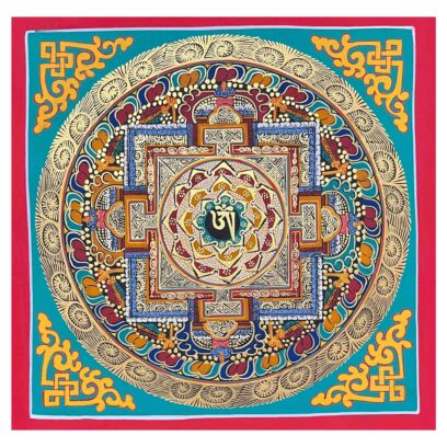 Buddhist Handmade Thangka – Tibetan Om Mandala (Student Mandala)