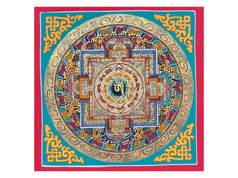 Buddhist Handmade Thangka – Tibetan Om Mandala (Student Mandala)