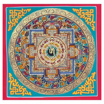 Buddhist Handmade Thangka – Tibetan Om Mandala (Student Mandala)